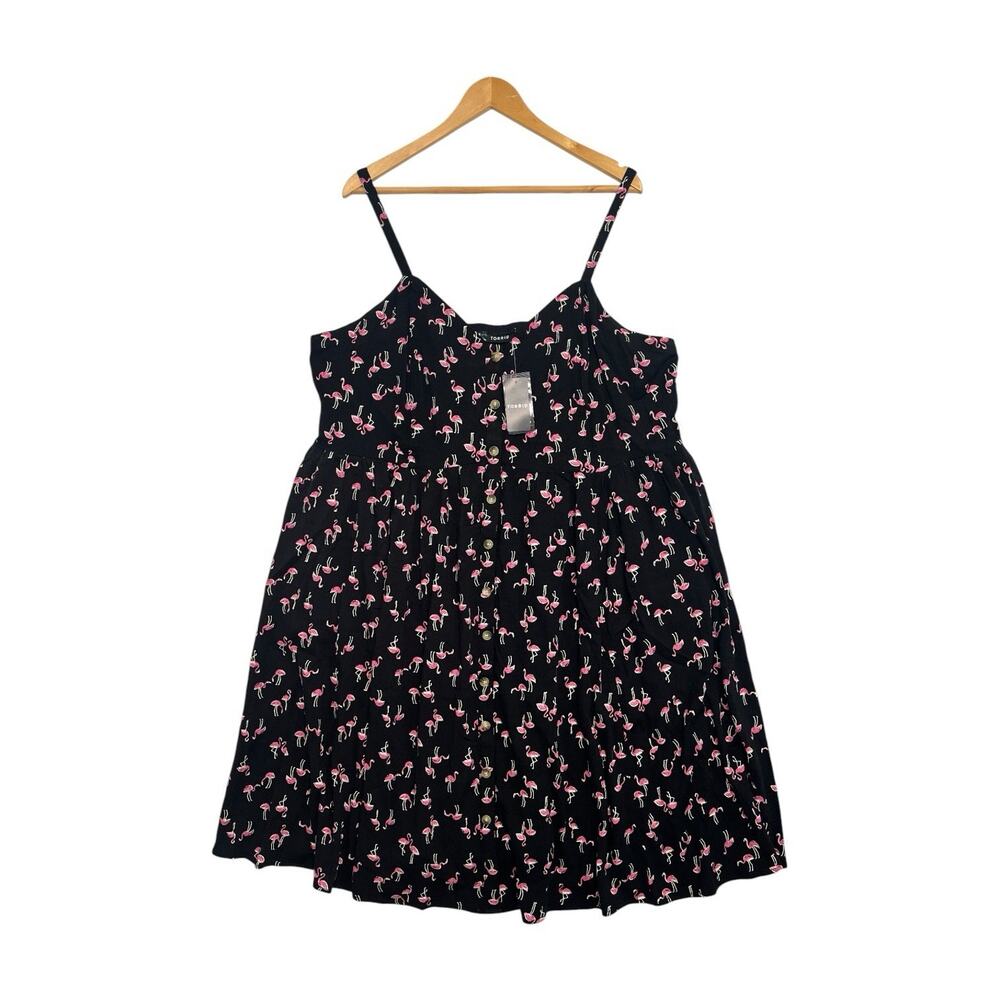 Torrid Dress Womens 3X Black Pink Flamingo Fit Flare Casual Beach Boho Summer